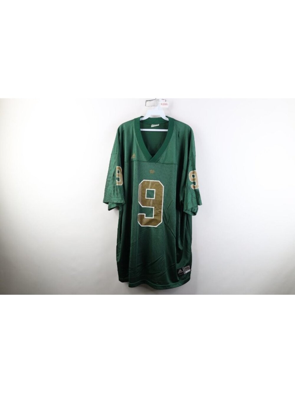 Vintage Adidas Mens 3XL Notre Dame University Football Jersey Green #9 Nylon